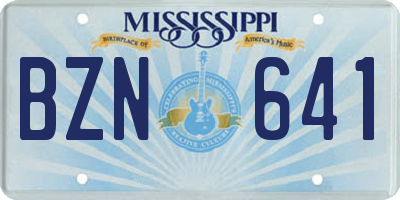 MS license plate BZN641