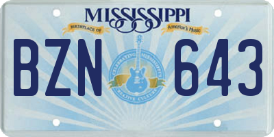 MS license plate BZN643