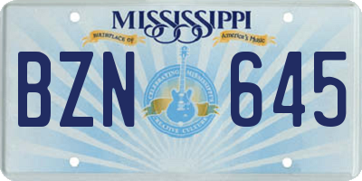 MS license plate BZN645