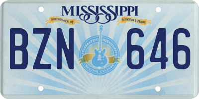 MS license plate BZN646