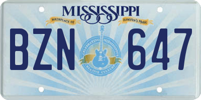MS license plate BZN647