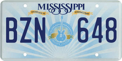 MS license plate BZN648