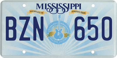 MS license plate BZN650