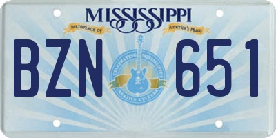 MS license plate BZN651