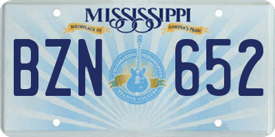 MS license plate BZN652