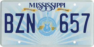 MS license plate BZN657