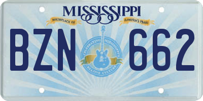 MS license plate BZN662