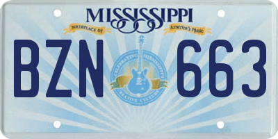 MS license plate BZN663