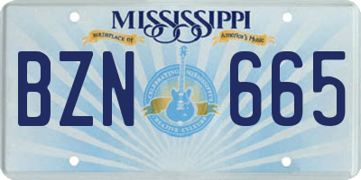 MS license plate BZN665