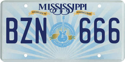 MS license plate BZN666
