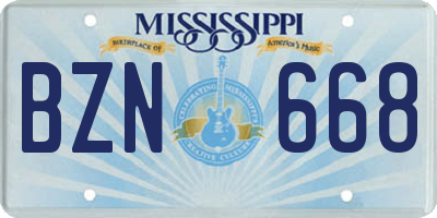 MS license plate BZN668