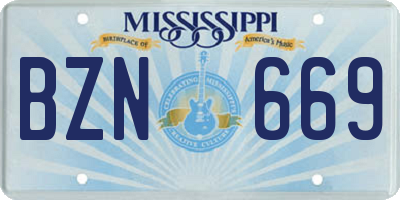 MS license plate BZN669