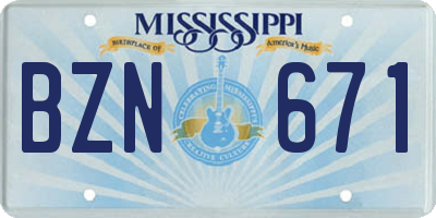 MS license plate BZN671
