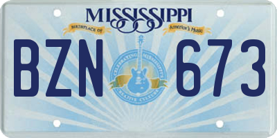 MS license plate BZN673