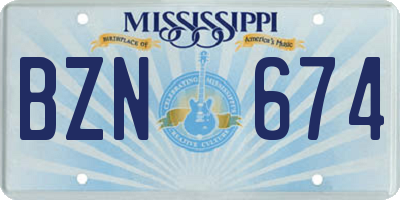 MS license plate BZN674