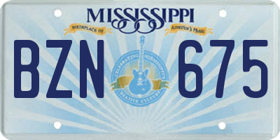 MS license plate BZN675
