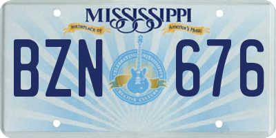 MS license plate BZN676