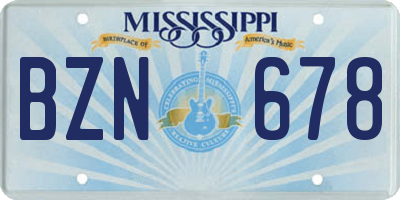 MS license plate BZN678