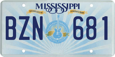 MS license plate BZN681