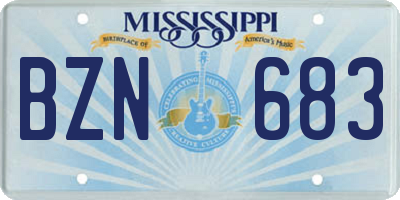 MS license plate BZN683