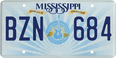 MS license plate BZN684