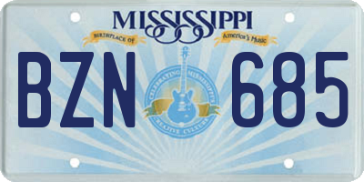 MS license plate BZN685