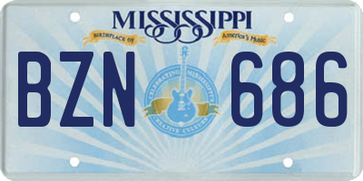 MS license plate BZN686