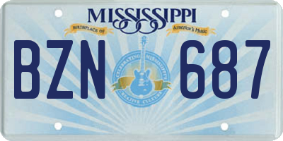 MS license plate BZN687