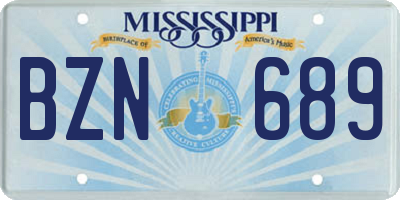 MS license plate BZN689