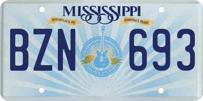 MS license plate BZN693