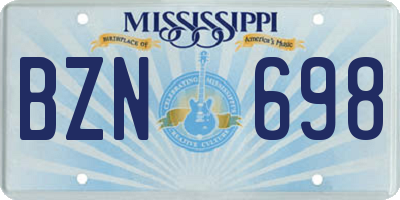 MS license plate BZN698