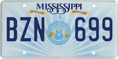 MS license plate BZN699