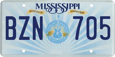MS license plate BZN705