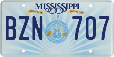 MS license plate BZN707