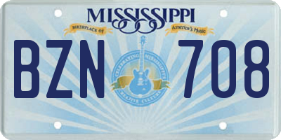 MS license plate BZN708
