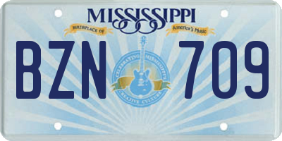 MS license plate BZN709
