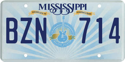 MS license plate BZN714