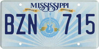 MS license plate BZN715