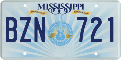 MS license plate BZN721