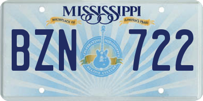 MS license plate BZN722