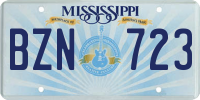 MS license plate BZN723
