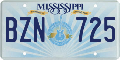 MS license plate BZN725