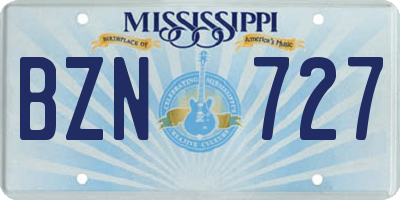 MS license plate BZN727