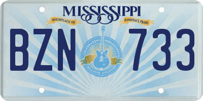 MS license plate BZN733