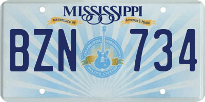 MS license plate BZN734
