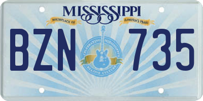 MS license plate BZN735
