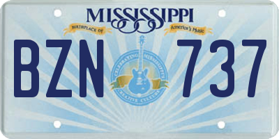 MS license plate BZN737