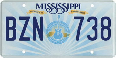 MS license plate BZN738