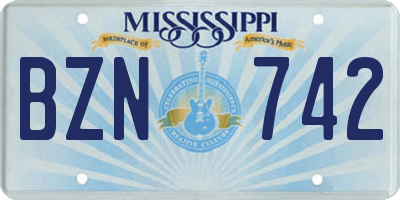 MS license plate BZN742