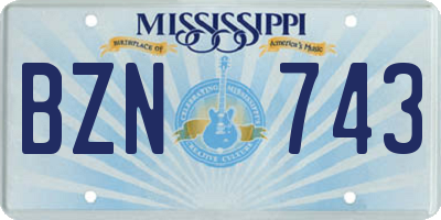 MS license plate BZN743